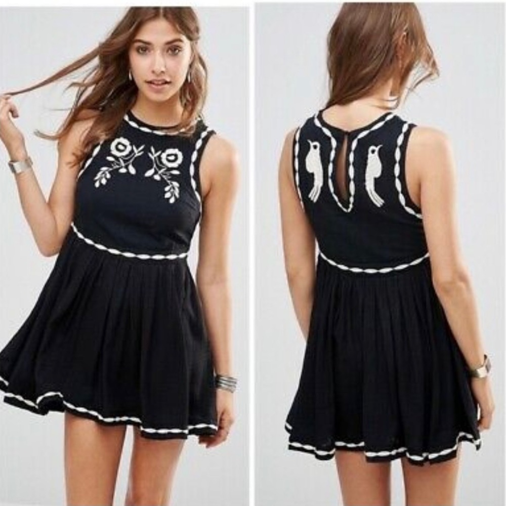 FREE PEOPLE Birds of a Feather Embroidered Dress